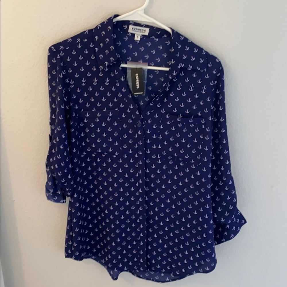 Navy blue anchor button down